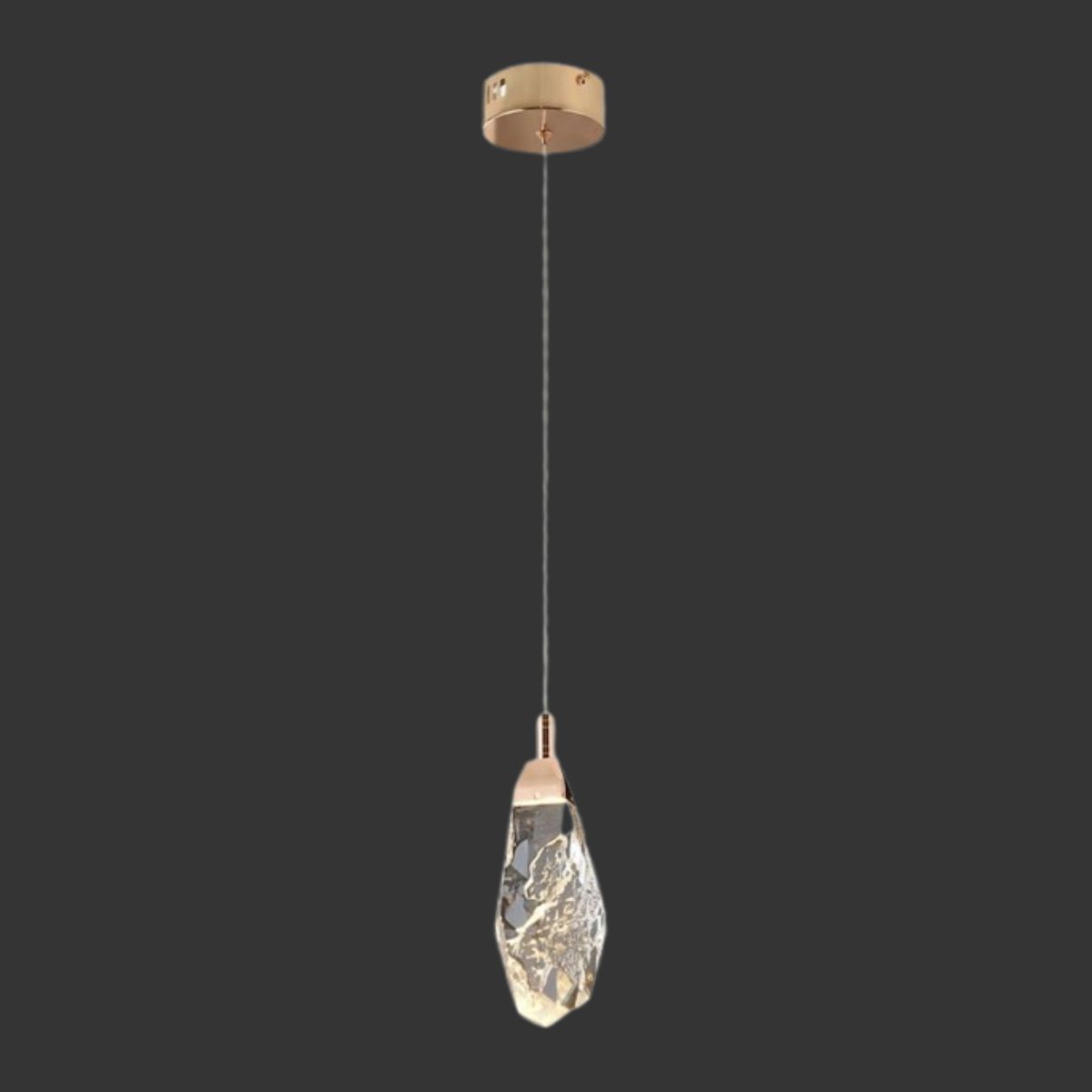 Luxury Crystal Stone LED Pendant Light – Gold Finish