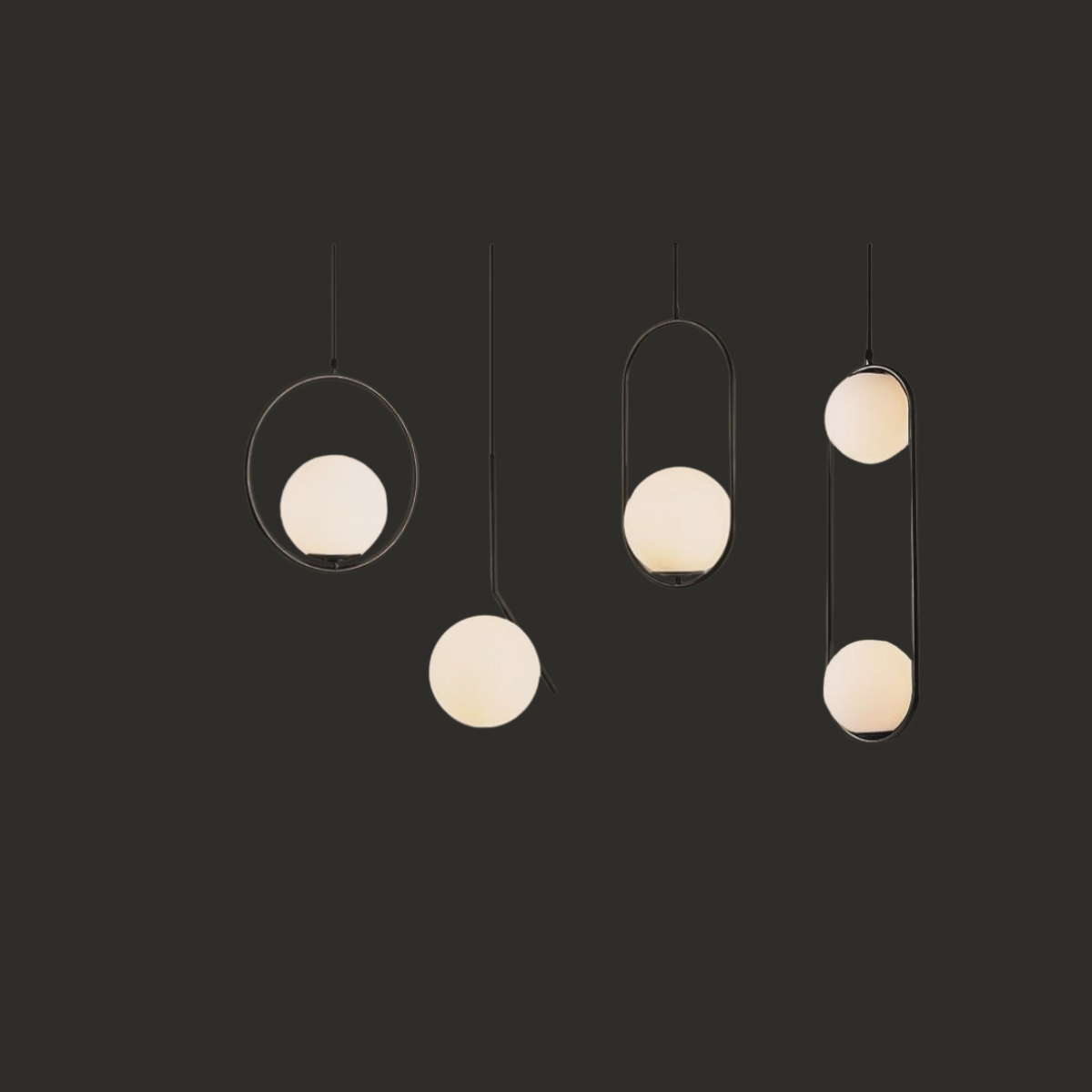 Modern Brass Pendant Light with Globe Shade